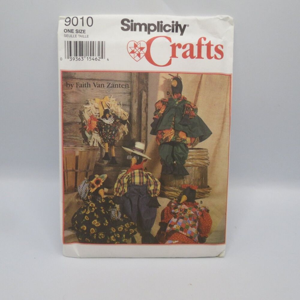 Simplicity Crafts 9010 Crow Doll Clothes Wreath ONE SIZE Craft Pattern